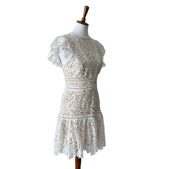Cocktail Dress Small Mini Semi Formal White Night Dress Boho Lace Bridal Party - Picture 9 of 17